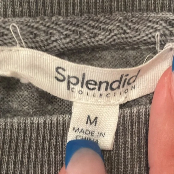 Splendid Girls Green Sweatshirt With Puffy Sleeves Size M - Picture 3 of 4